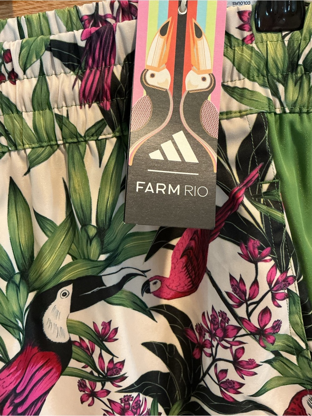 Adidas x Farm Rio Premium Track Pants W/ Tropical Print Crew Green New Size M - Picture 7 of 10